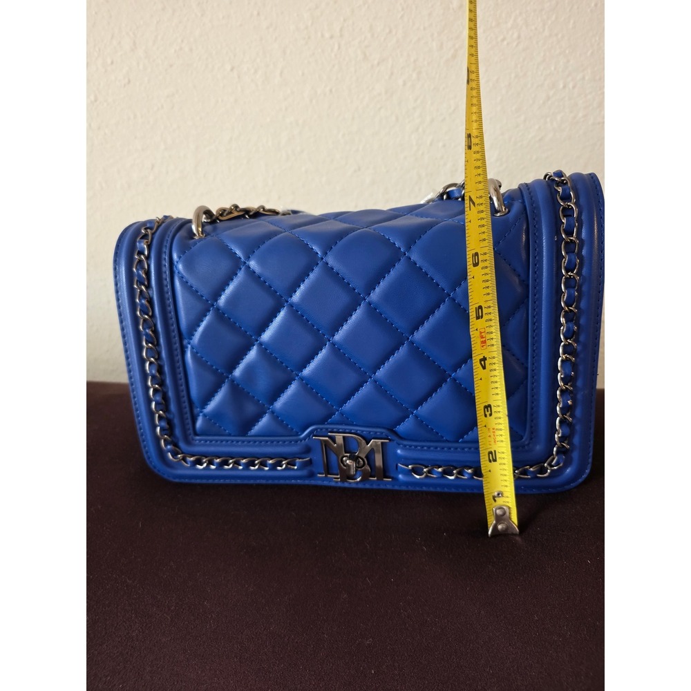 Badgley Mischka Quilted Crossbody Bag Blue Gunmetal Chain BM-4152 New - Picture 5 of 7